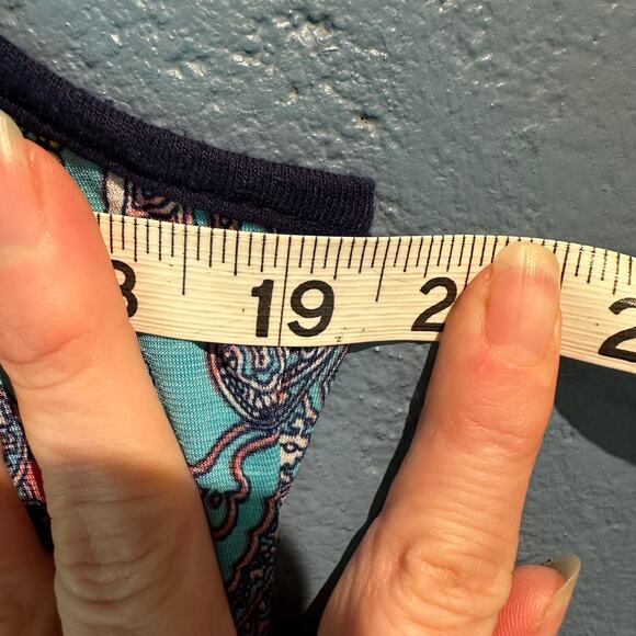 Boho Size Small Turquoise Maxi Dress  Print Keyhole Back Knit Comfy Chic Soft - Picture 4 of 5